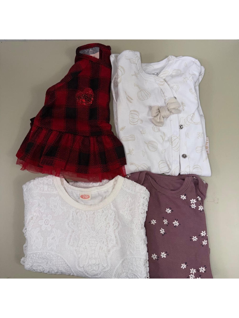 Baby Girl 3-6M Fall & Floral Outfit Bundle – 4 Pieces